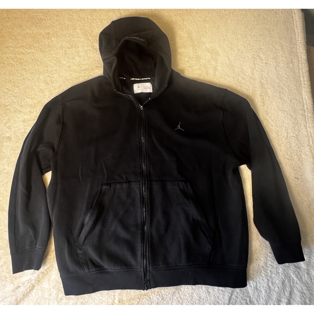 Jordan Hoodie Mens XL Black Dri-FIT Full Zip Jumpman Jordan Sport Logo